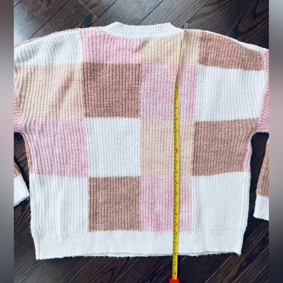 MINKPINK Patchwork Sweater - Pink, White, Tan - Picture 5 of 5